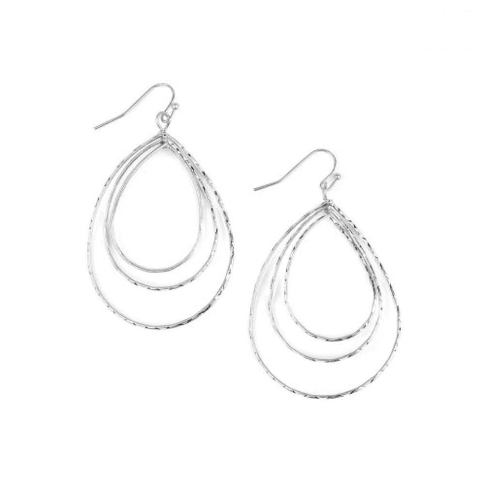 Teardrop Layered Hoop Earrings - Picture 2 of 2